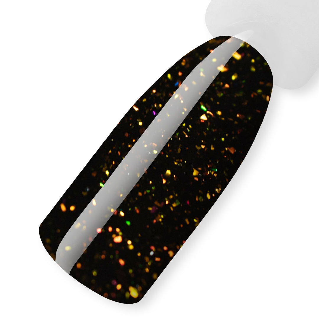 Dúhový, čierny, farebný, stavebný, krycí hybridný základ - Black Opal Flakes, 10 ml